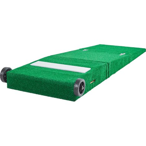 Mophorn Monte di Lancio Portatile per Baseball, 228,6 cm, Accessorio per Softball da Interno ed Esterno con Erba Sintetica Resistente, Gomma per Lancio e Maniglie per il Trasporto, Colore Verde (1/5)