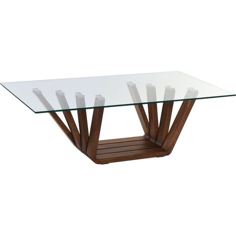 Table basse élégance en noyer et plateau verre - Noyer avec plateau en verre transparent (1/5)