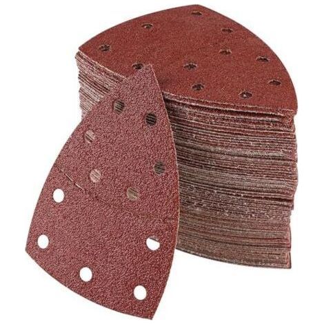 Lot de 100 Papier Abrasif pour Ponceuse, 105 mm x 152 mm, Grain P40/60/80/120/180/240/400, Triangles de Ponçage pour Bosch PSM 100A, PSM 160, PSM 200 AES, PSM 18, PDA 180, PSM 160 A (1/5)