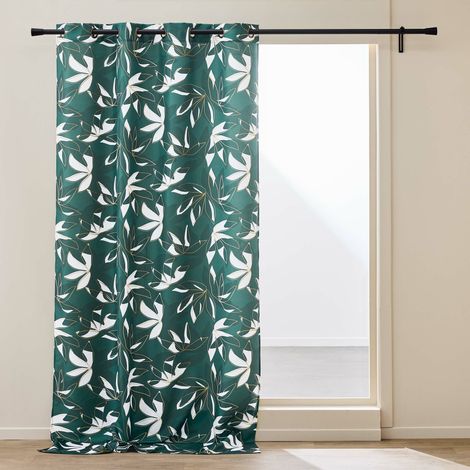 Rideau À Œillets 140 x 260 cm Polyester Imprimé Métallisé – Elsa vert (1/3)