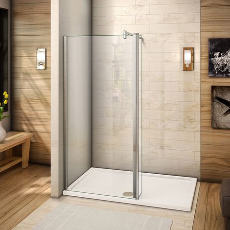 Mamparas ducha Panel Pantalla Fija + Lateral 8mm cristal templado para baño 90x200cm Barra soporte 90cm (6-10mm) (1/5)