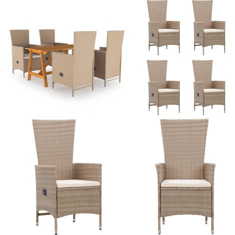 Ensemble à manger de jardin 5 pcs Beige - Ensemble Salon De Jardin - Mobilier De Jardin - Table De Jardin - Chaises De Jardin - Acacia - Home & Living (1/5)