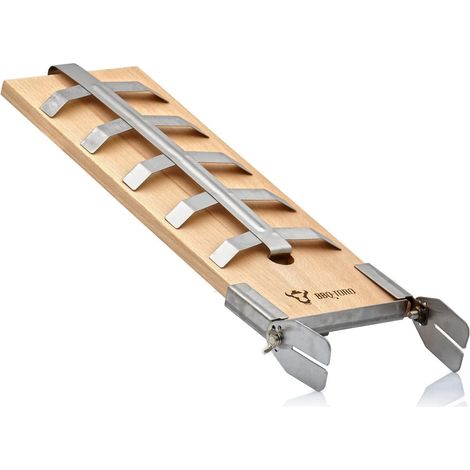 1 Planche à saumon, Hêtre 46x15,5cm, Support acier, Fumage et grillade, Barbecue sphérique (1/5)