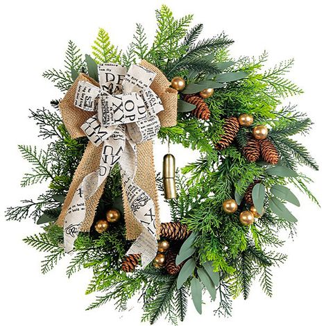 Ungefähr 40 cm. (Kleiner Glockenkranz 45 cm) Weihnachtskranz aus Tannenzapfen und Glocken, Weihnachtstürdekoration, ländlicher Kranz, Weihnachtsfeierdekoration. (1/2)