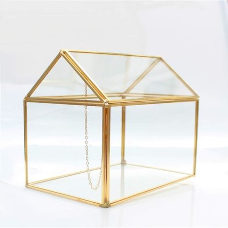 Filiyano-Terrarium géométrique en verre en forme de maison, idéal pour la mousse, les fougères et les plantes grasses, avec couvercle à charnière (1/5)