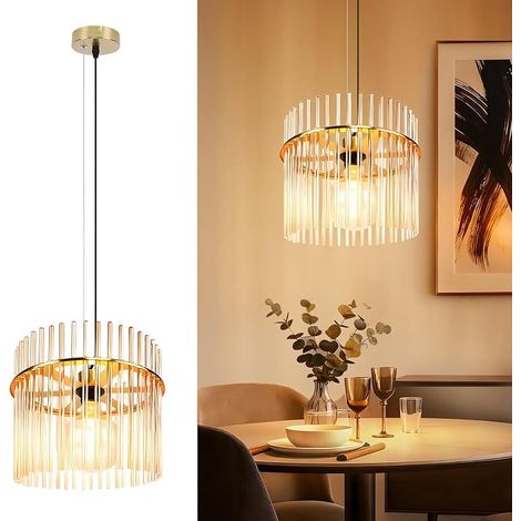 ZMH Suspension Lumineuse 1 Éclairage Pour Table à Manger Luminaire Verre E27 Doré Classique Ø 30 cm Pour Salle à Manger Café Bar Cuisine Salle Sans Lampe (1/2)