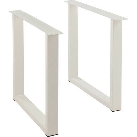 Pied de table rectangle en acier blanc design contemporain - Blanc mat contemporain (1/5)