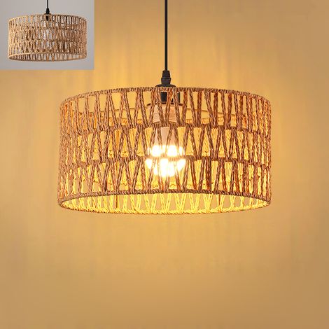 Suspensions en rotin, suspensions style bohème, luminaires d'intérieur, suspensions, suspensions rétro pour salle à manger, câbles de suspension réglables, idéales pour les salles à manger (1/5)