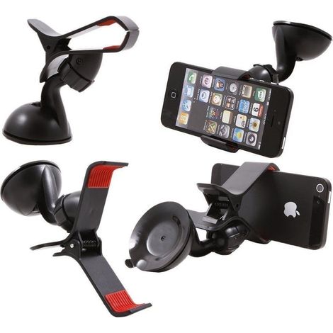 TrAdE Shop Traesio - Supporto Auto Universale Ventosa A Pinza Per Smartphone Cellulare Navigatore - (1/5)