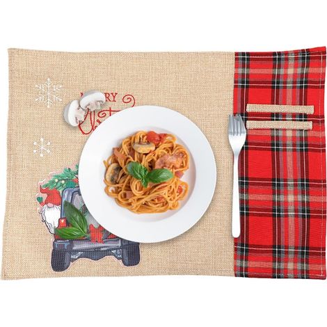 Tapis de cuisine de Noël, sets de table, motif rétro sur le thème de Noël – Tapis pour table basse, imprimé (1/5)