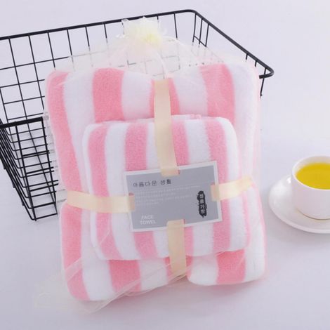Serviette De Bain - Serviette À Main - Microfibre Velours De Corail - Haute Absorption - Pour Salle De Bain Et Fitness - Lot De 2 Pièces (1/5)