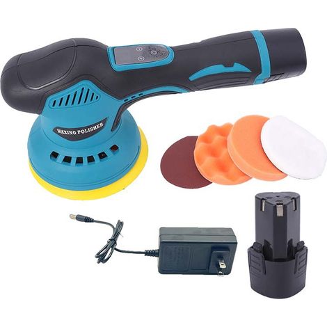 Polisseuse de Voiture 12V Lithium-Ion (1 Chargeur + 2 Batteries), Cireuse Électrique à Vitesse Réglable pour Réparation de Rayures et Cirage Automobile
