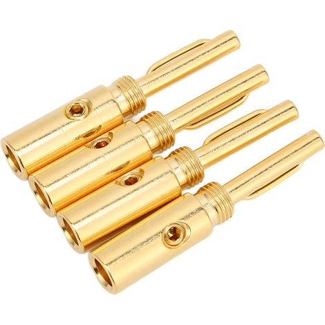 Connecteurs Banane Dorés 4mm à Vis Ouverte pour Enceintes et Amplis, 4 Pièces pour Câbles Audio (1/5)