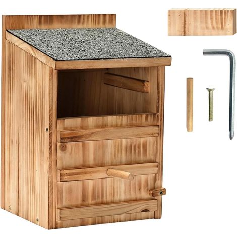 Casetta per uccelli in legno a forma di gufo, per uso esterno. (1/5)