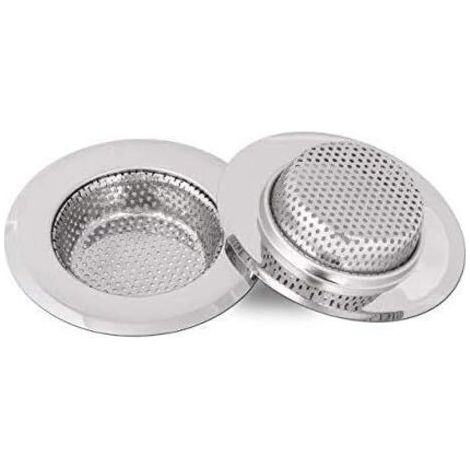 Filtre évier Cuisine, Filtre à évier en acier inoxydable, Grille pour evier cuisine, 18 mm de profondeur, 2 pièces 2,75 Pouces/7cm (Petit)