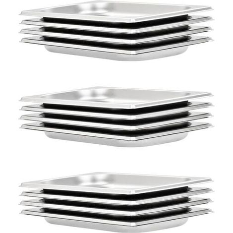 Contenants alimentaires standard, lot de 12, GN 1/4, 20 mm, acier inoxydable (1/5)