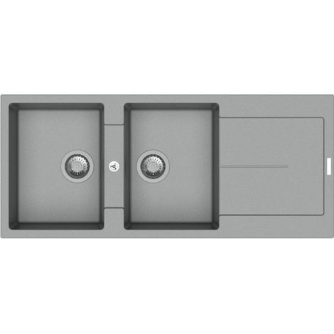 Enigma D200 2-Becken-Spüle und verchromter Abtropffläche