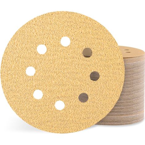Lot de 100 Disques Abrasifs 125mm Grain 60 8 Trous Pour Ponceuse Excentrique Bois Métal Peinture