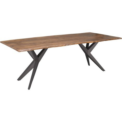 Table à manger 220x100 Acacia laqué Bois naturel / Anthracite mat FREEFORM 49