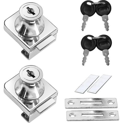 Lot de 2 verrous de porte en verre en alliage de zinc, verrou de porte à montage sur armoire, verrou de porte d'armoire en acier inoxydable-AquaForge