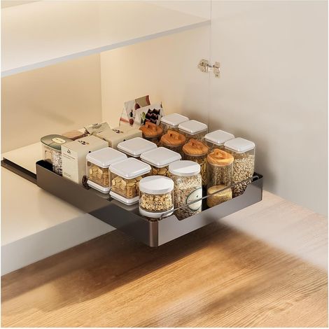 Organisateur de tiroir télescopique pour la maison, organiseur placard réglable avec extensible cuisine et armoire (43 x 20 7 cm) Monochrome 43307cm (1/5)
