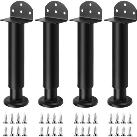 Patas De Muebles Ajustables - Acero - 18 A 30 Cm - Negro - Set De 4 Unidades (1/5)
