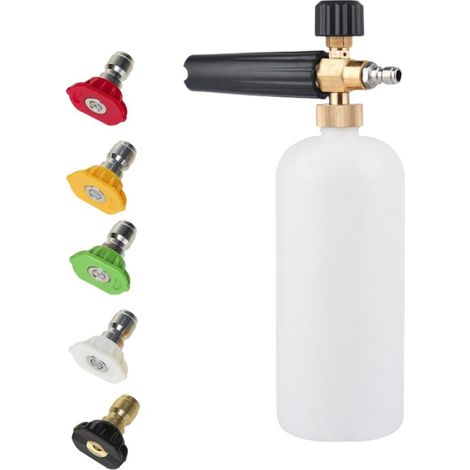 Applicabile pistola ad acqua ad alta pressione da 1/4, lanciatore di schiuma per autolavaggio a presa rapida, spruzzatore multifunzionale di schiuma di neve, ugello a 5 colori (1/5)