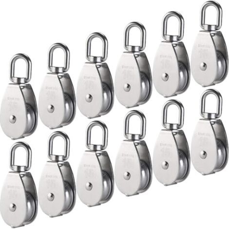 Polea simple de acero inoxidable 304 – 15 mm de diámetro – carga máxima de 35 kg – cilindro giratorio de 360° (1/5)