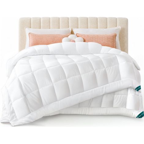 VOUNOT® Piumone Letto Matrimoniale 4 Stagioni 260x240 cm, 500 GSM Abbottonata Estiva 200 g/m e Autunnale 300 g/m, 100% Microfibra, Bianco (1/5)