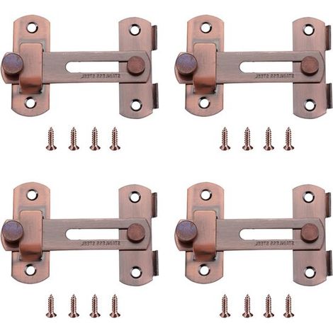 Serrure de sécurité pour porte,ensemble de 4 serrures de porte en acier inoxydable,acier,rouge (1/5)