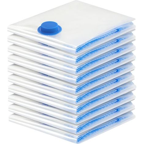 Lot de 10 sacs sous vide pour vêtements, 80x100 cm, sacs de rangement sous vide, pour vêtements, vêtements, voyage, couettes, linge de lit (1/5)