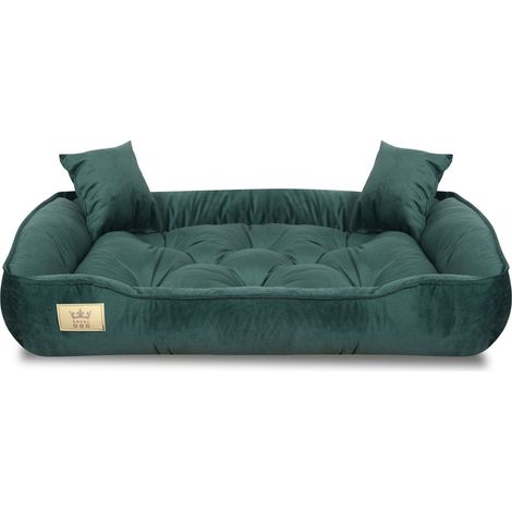 Hundebett, Laufstall, 75x65 cm, dunkelgrüner Samt