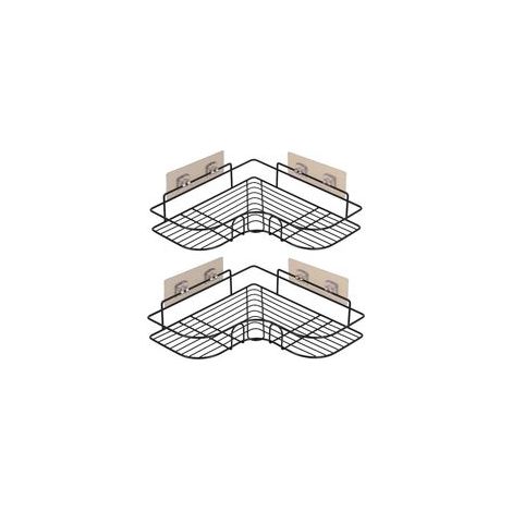 Lot De 2 Adhésif Étagère d'angle Rack de Douche Salle de Bains Triangulaire Rangement sans Percer (1/5)