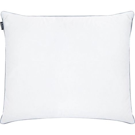 Oreiller Haut Rembourré en Plumes et Duvet de Canard 50 x 60 cm Triple Compartiment Housse en Coton Blanc Teide