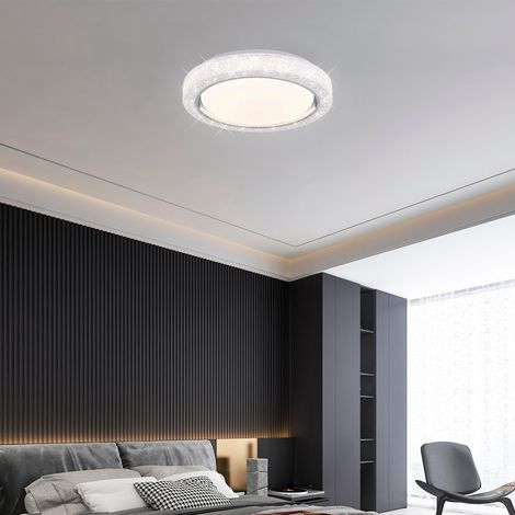 Deckenleuchte Deckenlampe Esszimmerlampe LED CCT mit Kristallen, Metall Kunststoff, 1x LED 24 Watt 1600 Lumen warmweiß-kaltweiß, D 40 cm