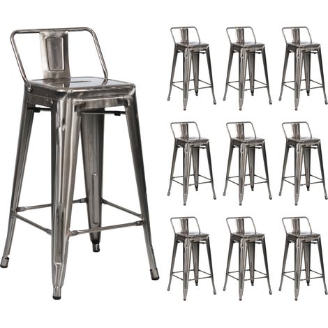 10er-Pack stapelbare Industriehocker aus Stahl, 41 x 41 x 85 cm, Thinia Home