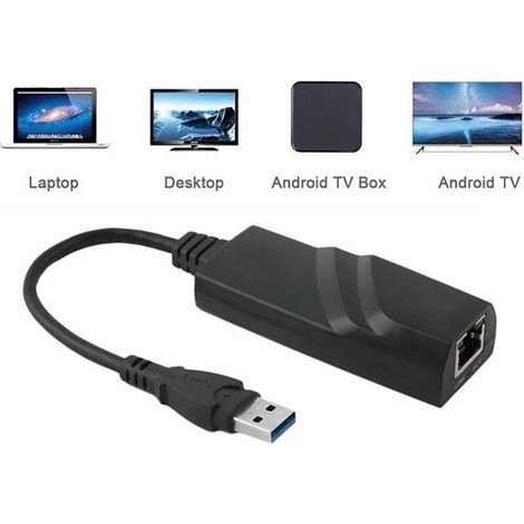 Adaptateur USB vers Ethernet, plug and play, connexion réseau rapide, Ethernet écoénergétique assurant une transmission de données respectueuse de l'environnement, compact et portable. (1/4)