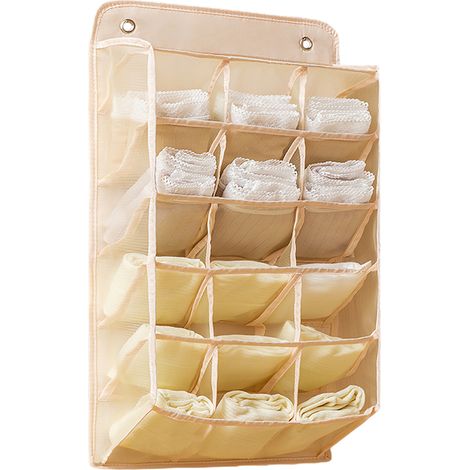 Organisateur suspendu 55x30 cm avec 15+5 poches en oxford et mesh - Gris/Beige/Rose (1/5)