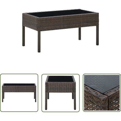 Table de jardin Marron 75x40x37 Résine tressée (1/5)