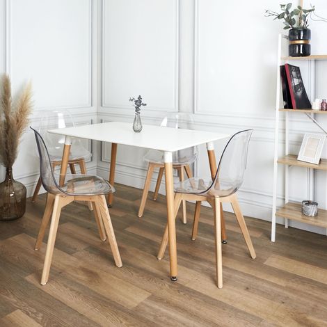 Table De Repas - HOME DECO FACTORY - Rectangulaire - Bicolore - Blanc (1/5)