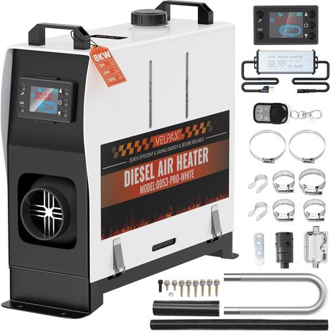 Chauffeur Diesel 8KW 110VChauffeur à air Diesel Portable, avec Télécommande Grand écran LCD,Intelligente Télécommande 18-40°CRéglable,pour RV Yacht, Camion, Famille,Bateau,etc (1/5)