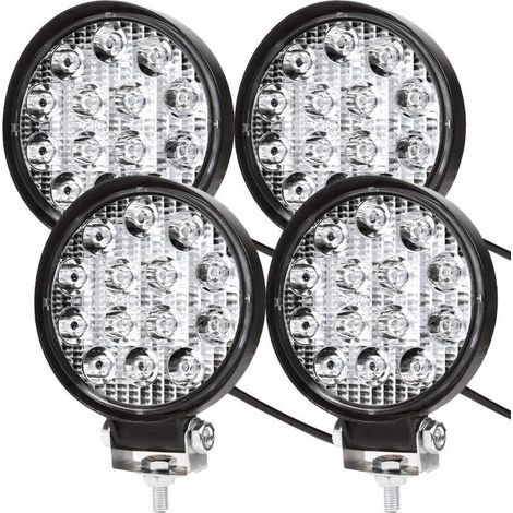 4 x 42W LED Work Light, 12V 24V Round Spotlight Long Range LED Headlights IP67 Flood Spotlight Reversing Light for Car, Truck, Tractor, SUV, Boat (4 Pack) (1/5)