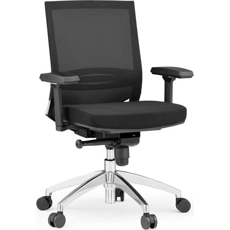 Bürostuhl / Chefsessel PORTO PRO Sitz Stoff / Rücken Netz schwarz hjh OFFICE (1/5)