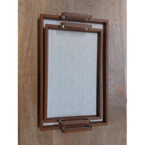 Set di 2 vassoi rettangolari per whisky, color beige - Atmosphera créateur d'intérieur (1/2)