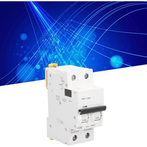 Disjoncteur miniature iC65N C32 2P AC 400V 32A, montage sur rail DIN, pouvoir de coupure basse tension 6000A, contacts argentés (1/5)