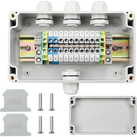 IP66 Boîte de Jonction Etanche Boite de Derivation Electrique  UK-2.5B Durchgangsklemme Kit, Schrauben, Abzweigdose Wasserdicht für DIY Projekte,Automatisierungsprojekte, Garage (1/5)