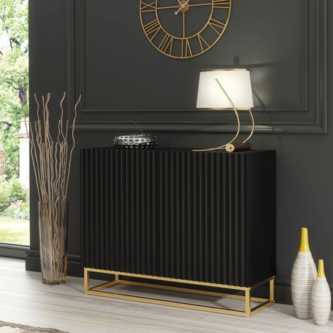 Ripple Sideboard - Black Fluted Doors - 100cm