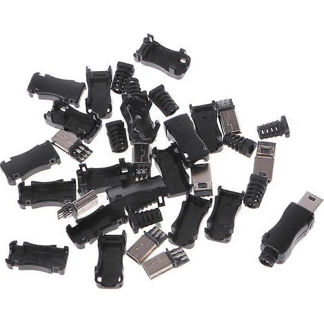 10er-Sets DIY Mini-USB 2.0 5-PIN-Steckerbuchse mit Kunststoffabdeckung und Anschlusskabel