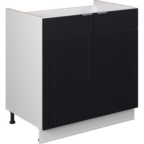 Spülenunterschrank Fame-Line, Schwarz gestreift, 80 cm ohne Arbeitsplatte, Vicco