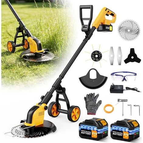 Débroussailleuses Electrique sans Fil avec Roue,30CM Coupe Bordures sans Fil avec 23.0Ah Batterie et Chargeur&4 Types Lames,Moteur Brushless 800W,Debrouissalleuses a Batterie pour Jardin et Pelouses (1/5)